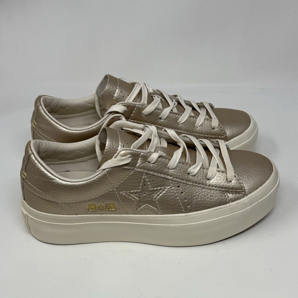Converse One Star Ox Platform Sneakers Womens 7 Light Gold Metallic Classic Shoe